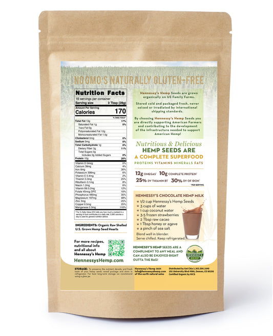 Hennessy Organic Hemp Hearts 1LB Pouch